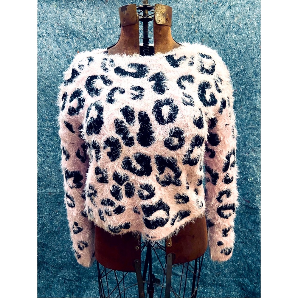 Wild Fable Fuzzy Pink Cheetah Sweater
